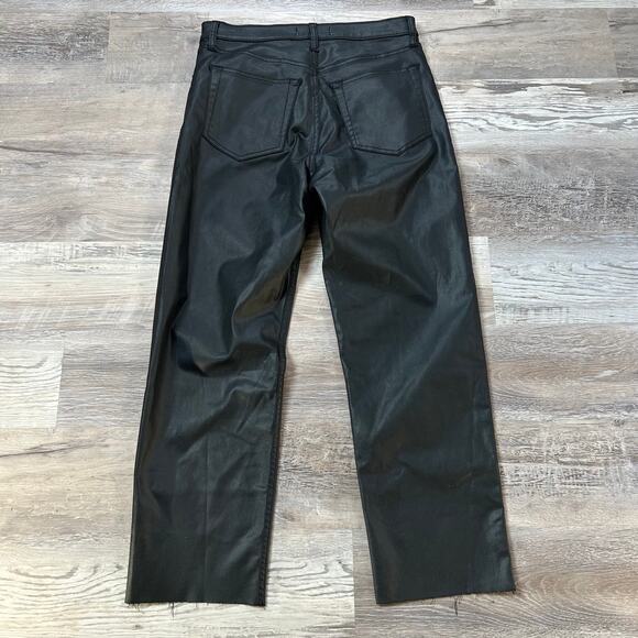 NWT Abercrombie Coated Black Straight Leg Jeans 31 12R Ultra High Rise - Picture 4 of 8